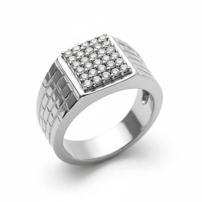 Moissanite Statement Textured Band Ring For Him : TGDMR-10-R-23