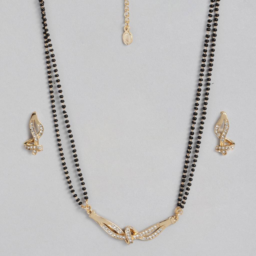 Estele Gold Plated Fascinating Mangalsutra Necklace Set With Austrian Crystals For Women : EMS13080059NKER