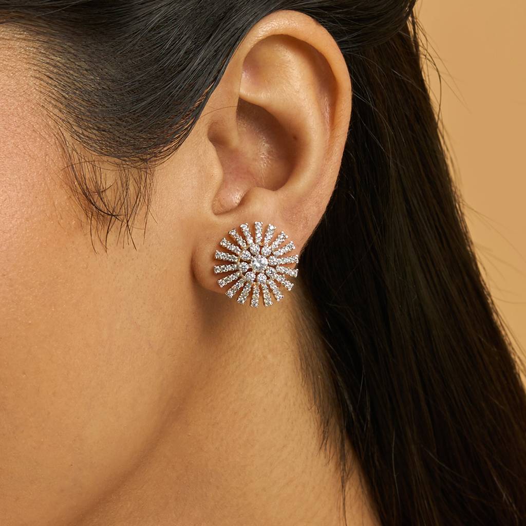Kushal'S Fashion Jewellery  Rhodium-Plated Party Zircon Studs-178446 : 427332