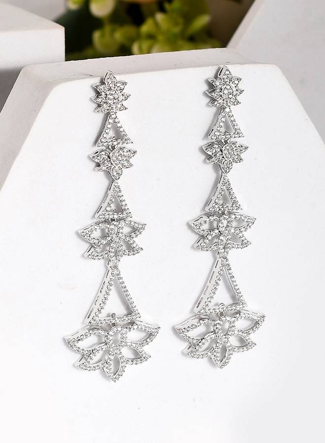 Sparkling Elegance Glamorous Gleam American Diamond Dangler Earrings : 8905124528381