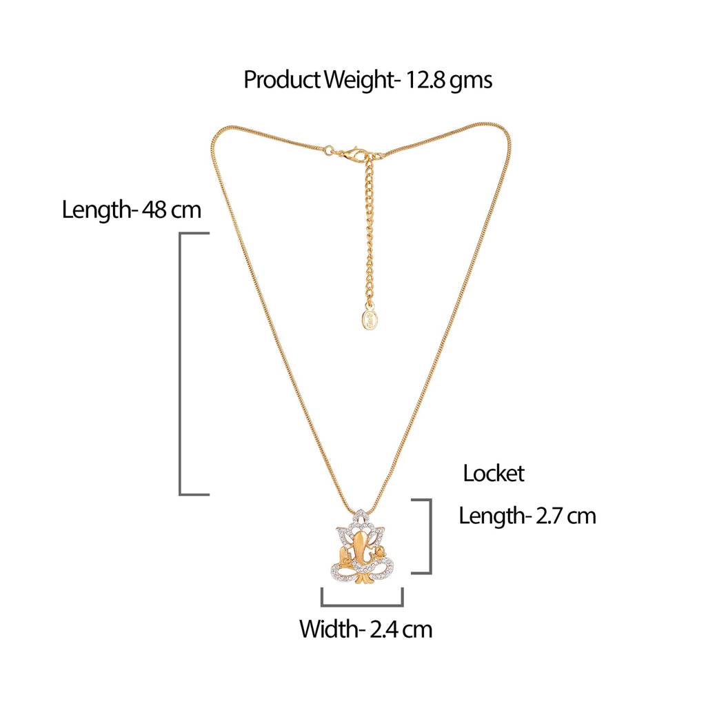 Estele Gold & Rhodium Plated Ganesh Pendant Locket Chain With Crystals For Women : 839PENDANT