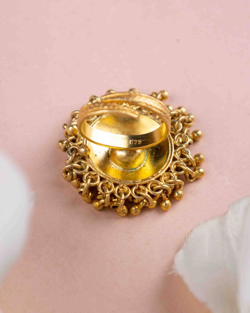 Moh Petal Motif Ghughri Gold Plated Ring : SR1026-G