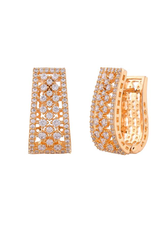 Sparkling Elegance Lattice Pattern Diamond Cut Cz Earrings : 8905124529395