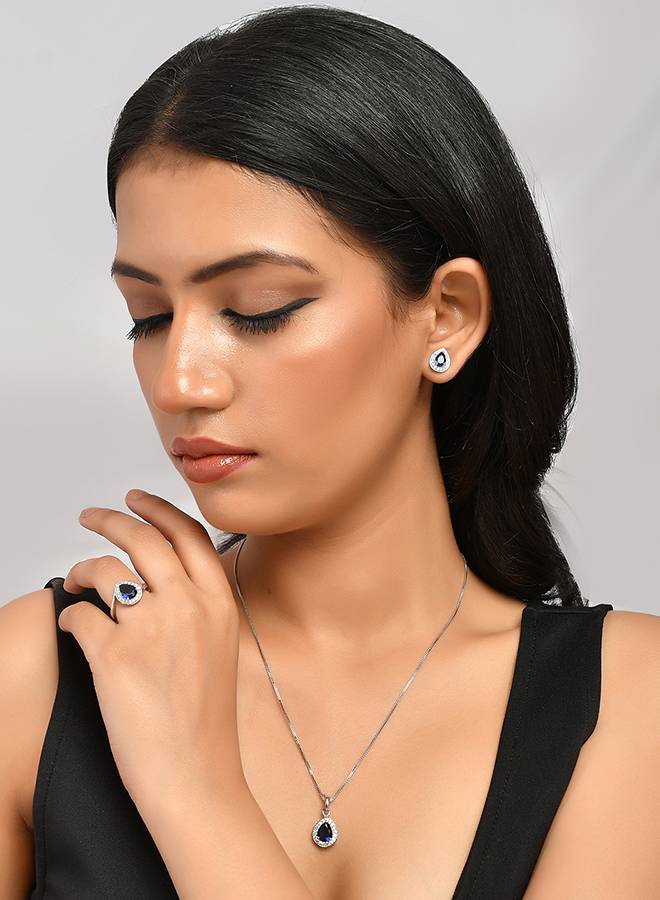Sparkling Essentials Blue Teardrop Cut Cz Box Set : 8905124480535