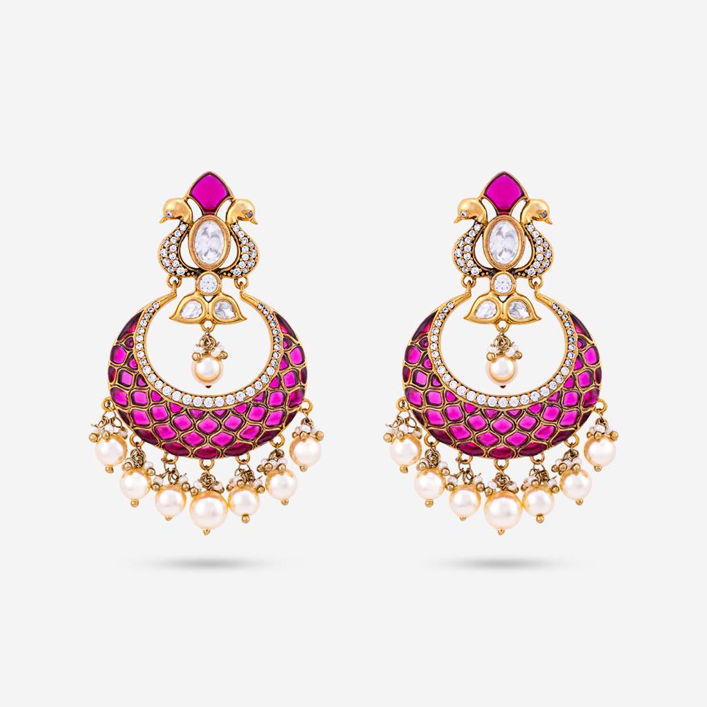 Kushal'S Fashion Jewellery -Plated Kundan Chandbali Earrings-184830 : 441268