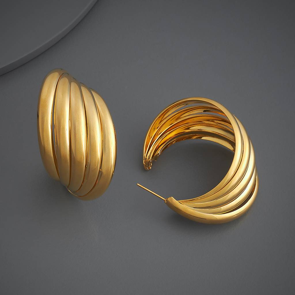 Kushal'S Fashion Jewellery Gold Gold-Plated Party Zircon Hoop Earrings-185902 : 443360