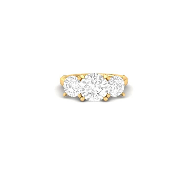 Three-Stone Moissanite Wedding Ring In 14K Gold Plated Sterling Silver : TGDR-640-R-6