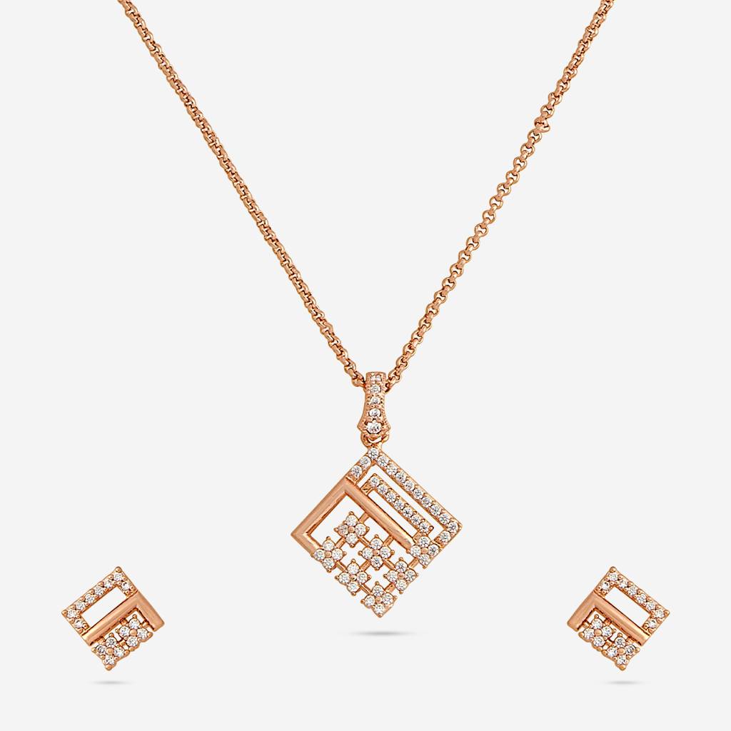 Kushal'S Fashion Jewellery  -Plated Party Trendy Zircon Necklace And Earring Set  -186573 : 444879