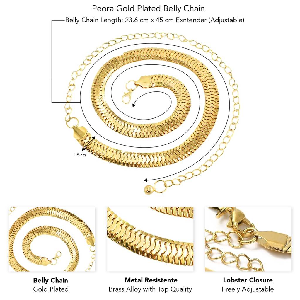 Gold Plated Body Chain Adjustable Dress Belly Chain Kamarbandh Waist Chain Belt Jewellery For Women & Girls : PX8BCH008G