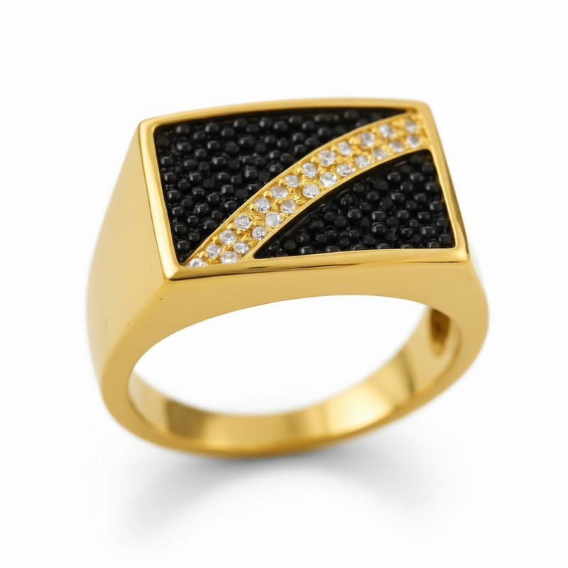 Moissanite Diagonale Signet Ring For Men : TGDMR-13-R-23