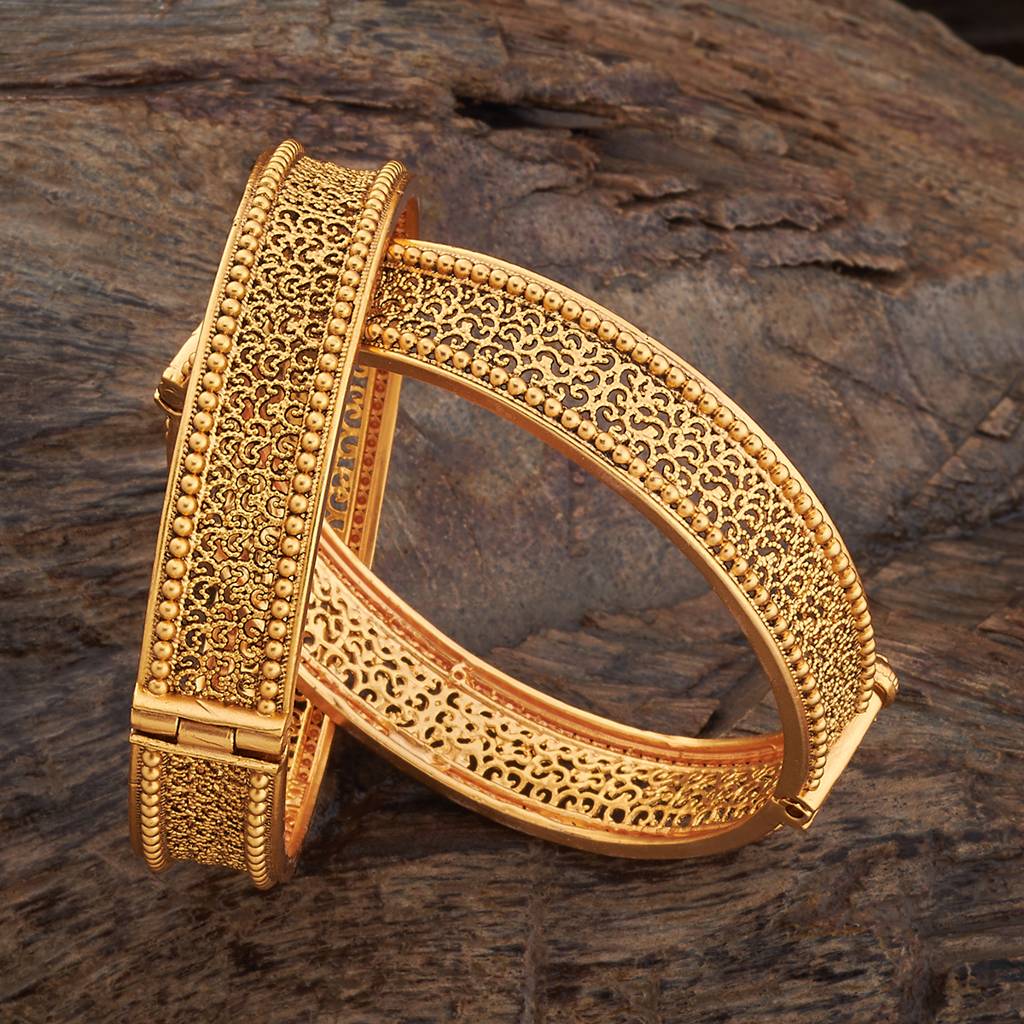 Kushal'S Fashion Jewellery Gold Gold-Plated Ethnic Antique Bangle-167507 : 405908