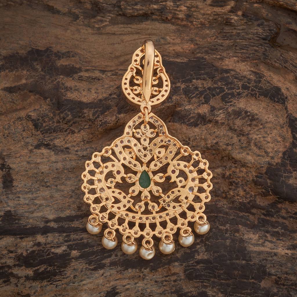 Kushal'S Fashion Jewellery Green Gold-Plated Party Zircon Pendant  -180850 : 432300