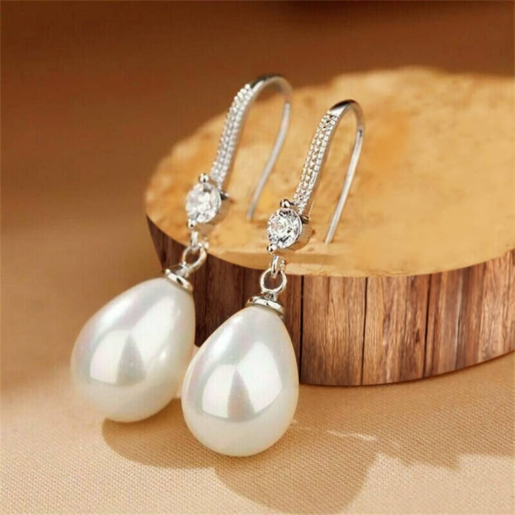Pearl Studded Silver Plated Drop Earrings Fashion Stylish Jewellry Gift For Girls & Women (Px8E82) : PX8E82