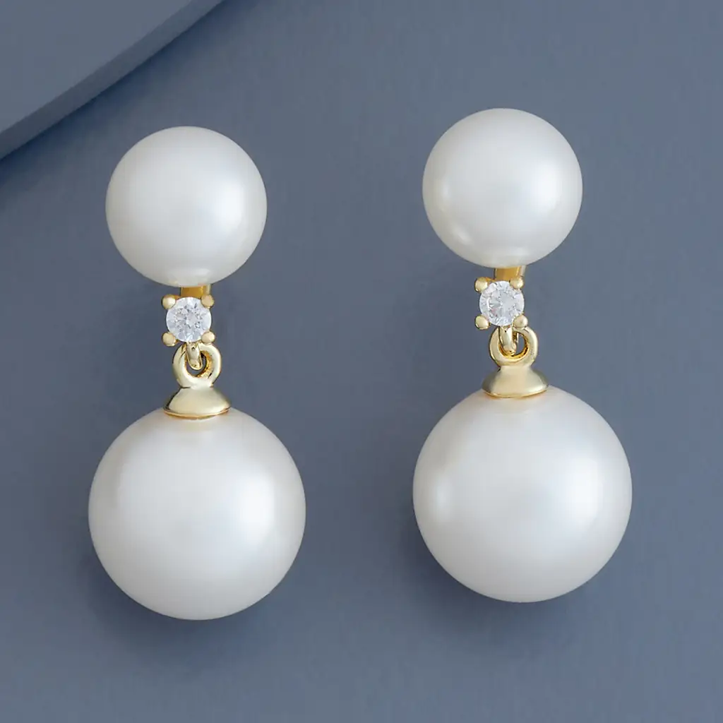 Kushal'S Fashion Jewellery Pearl Gold-Plated Party Trendy Zircon Drop Earrings -179224 : 429020