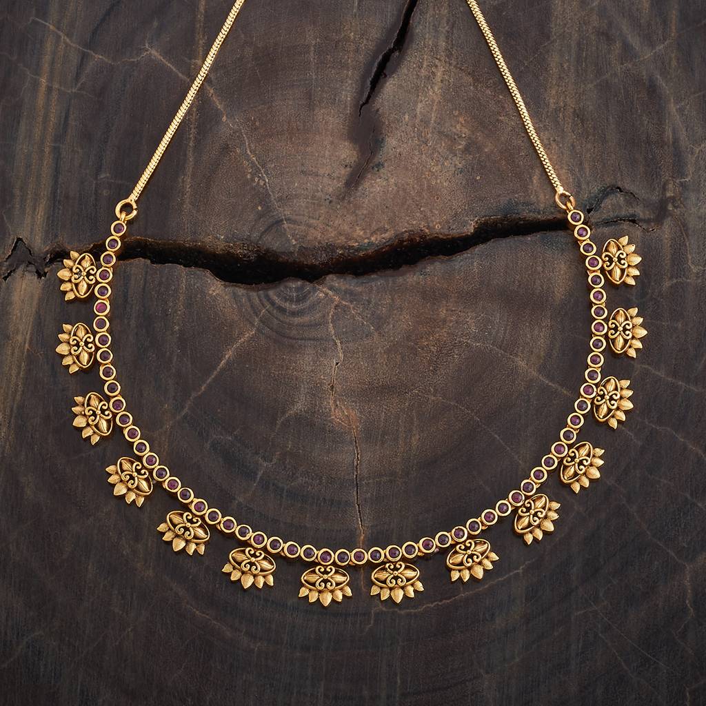 Kushal'S Fashion Jewellery Ruby Gold-Plated Ethnic Antique Necklace-181314 : 433430