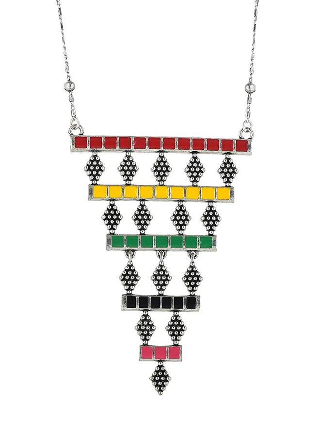 Folklore Waterfall Enamelled Beaded Necklace : 8905124477474