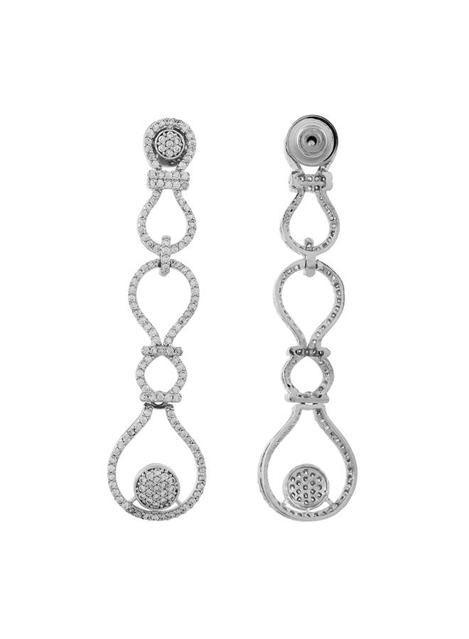Sparkling Elegance Glamorous Loops American Diamond Long Dangler Earrings : 8905124528541