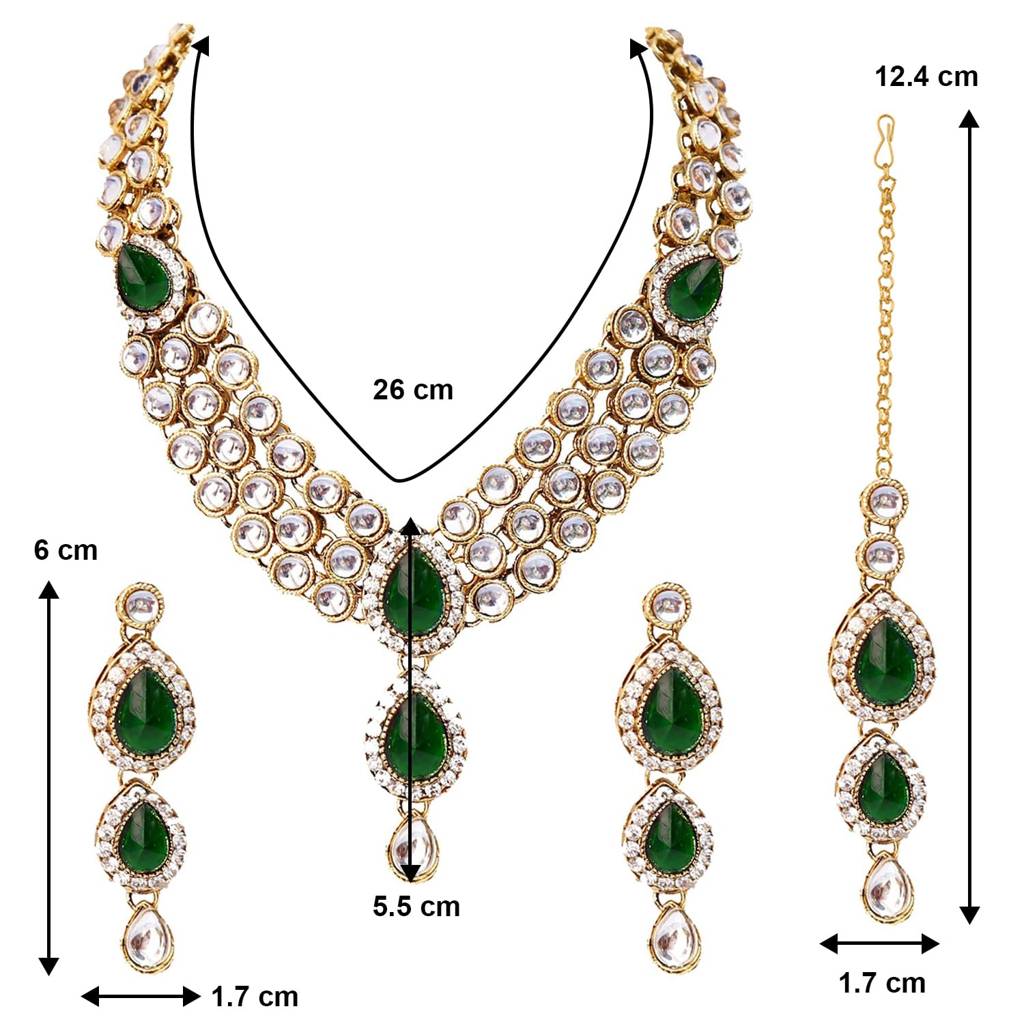 Studded Traditional Kundan Necklace Jewellery Set Gift For Women Girls-Pf37Nij315 : PF37NIJ315G