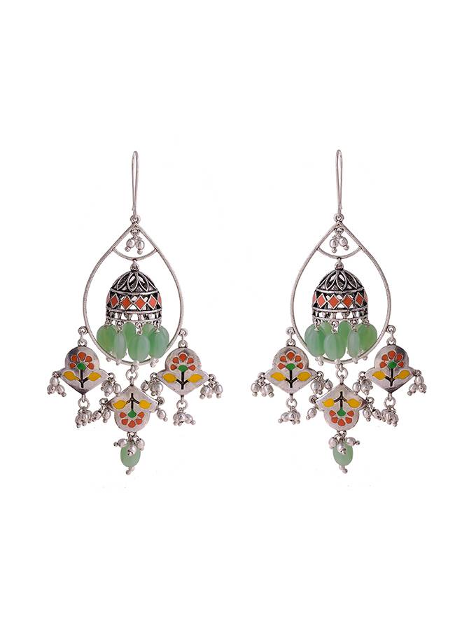 Bagh E Fiza Gul Khile Drop Earrings : 8907617929316