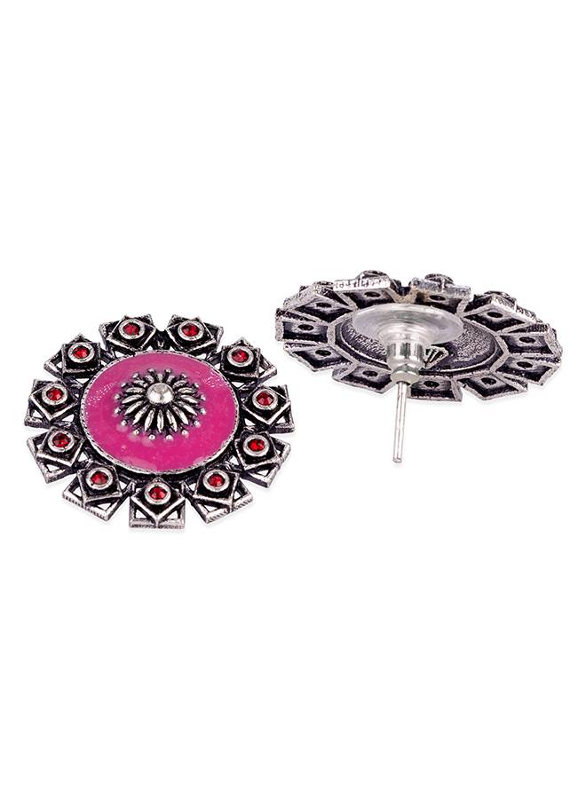 Arabian Nights Antique Silver Brass Stud Earrings-Vmjai80120 : 8905124424386
