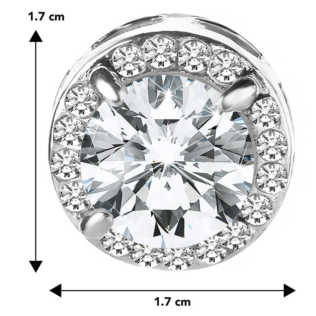 Silver Plated Cubic Zirconia Round Clear Stud Earrings Jewellery For Women & Girls : PX8E23