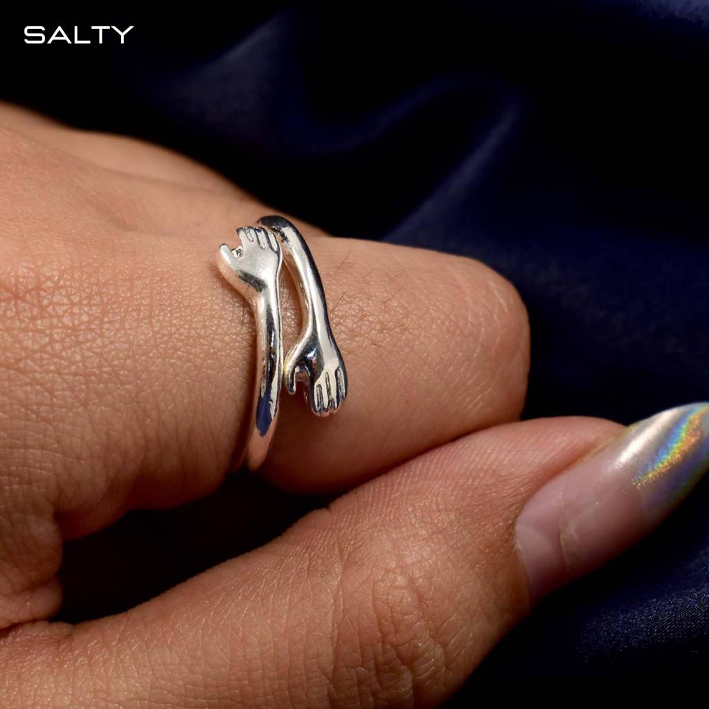 Silver Hug Promise Ring - Adjustable - Anti Tarnish : RS10274