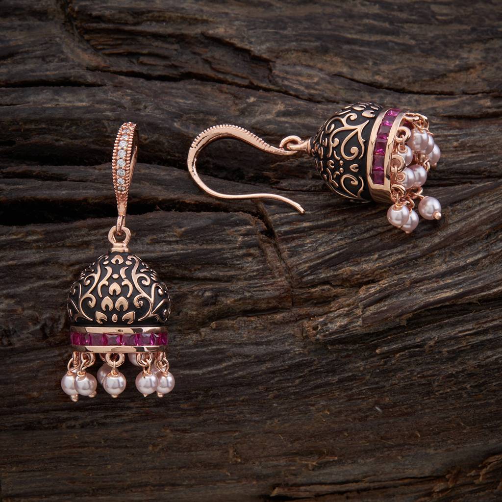 Kushal'S Fashion Jewellery Rose Gold-Plated Party Zircon Jhumkas-157252 : 378195