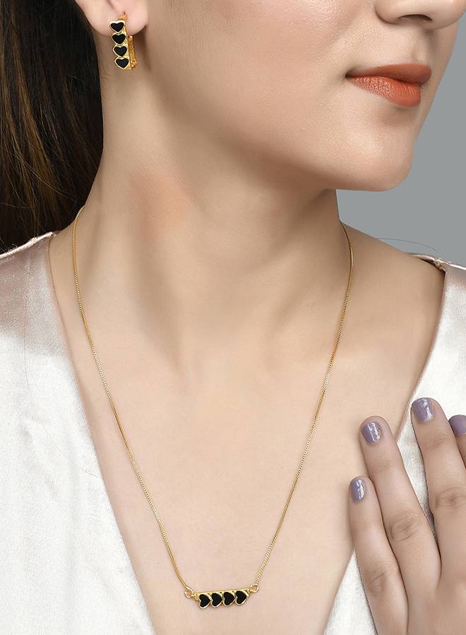 Valentine'S Day Collection Edgy Black Hearts Pendant Set : 8905124491203