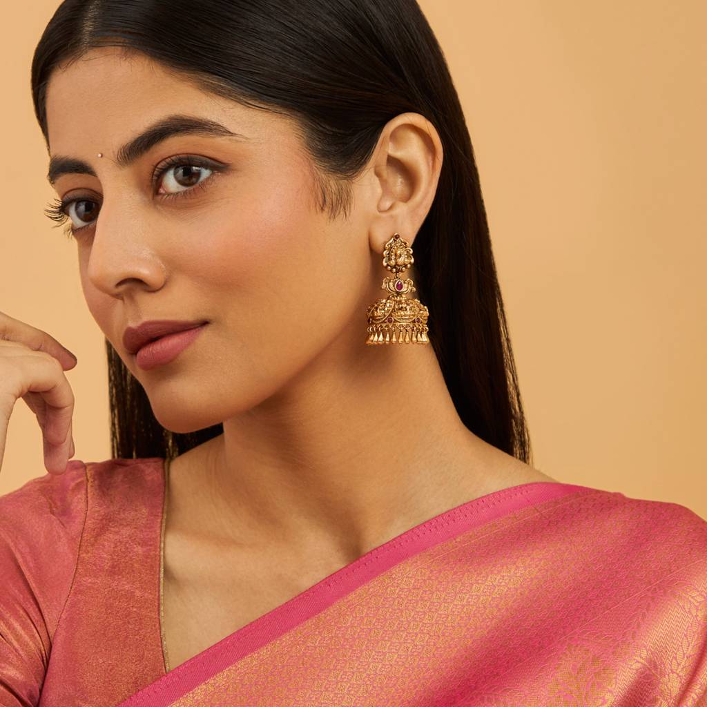 Kushal'S Fashion Jewellery Dome Shaped Jhumkas Earrings-169521 : 425624