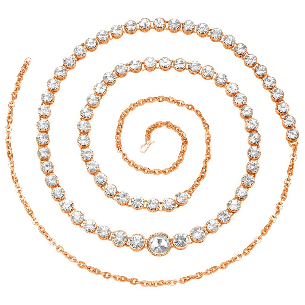 Plated Kundan Studded Belly Chain Stylish Kamarband Fashion Jewellery For Girls & Women-Pf25Bch003 : PF25BCH003C