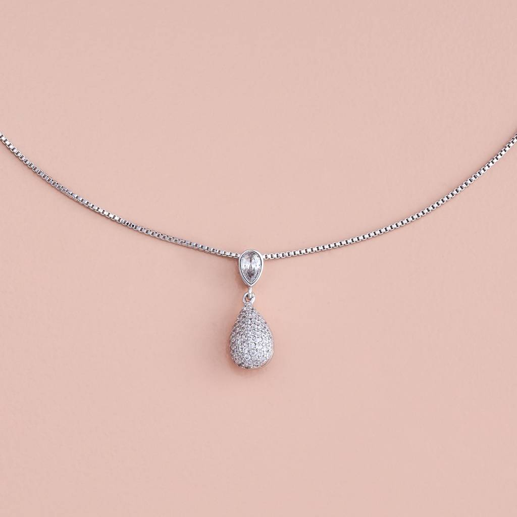 Kushal'S Fashion Jewellery White Rhodium-Plated Party Zircon Pendant Set-439269 : 439269