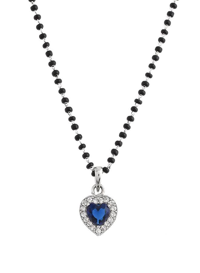 Sparkling Essesntials Blue Heart Shaped Silver Mangalsutra Set : 8905124495287