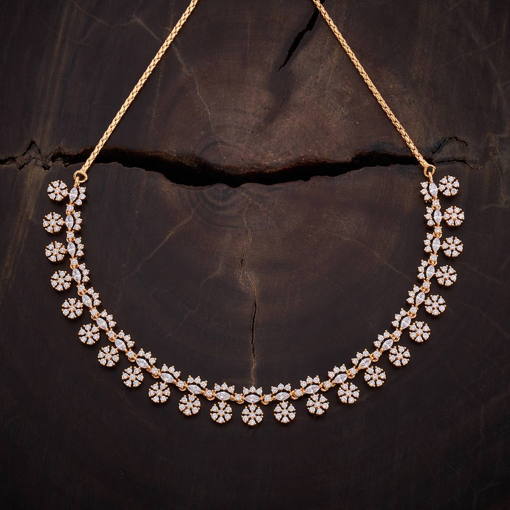 Kushal'S Fashion Jewellery White Gold-Plated Party Zircon Necklace-160300  Copper White