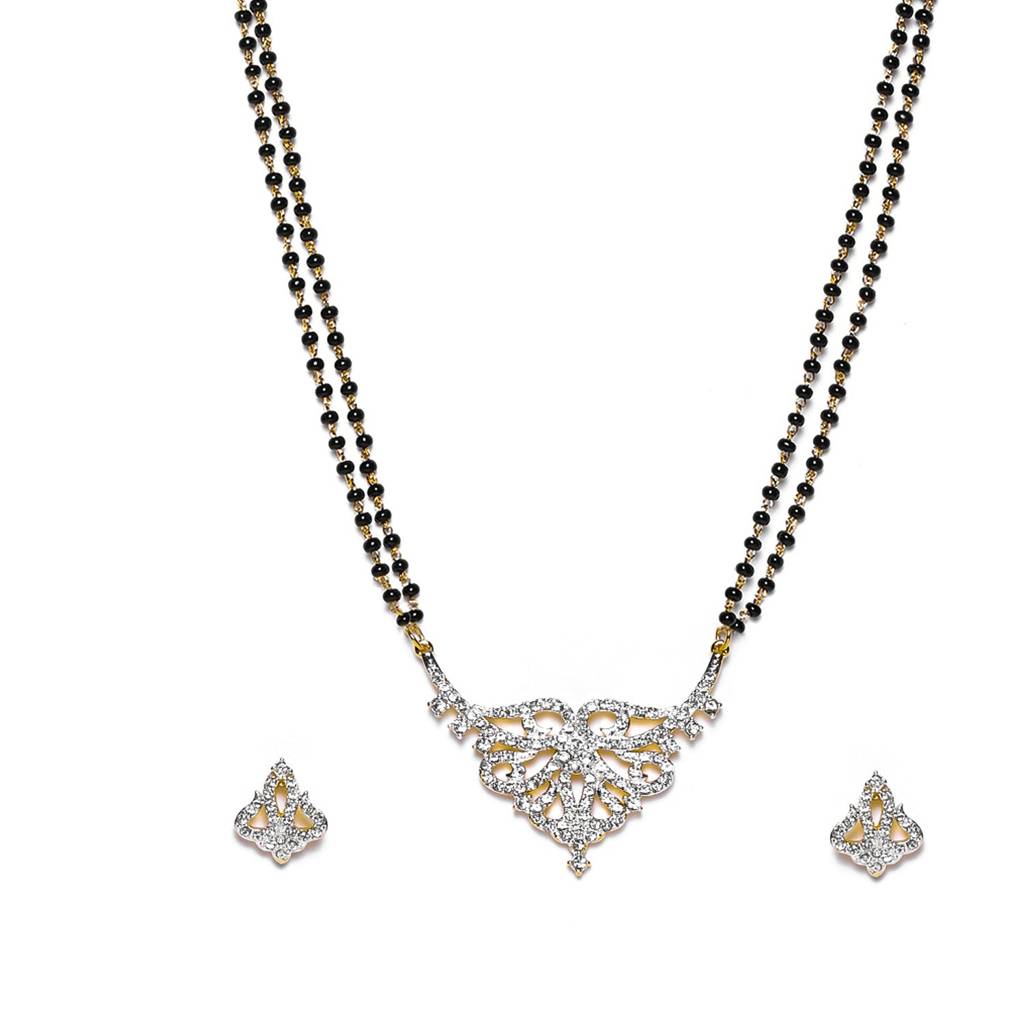 Estele Gold & Rhodium Plated Nestled Mangalsutra Necklace Set With Austrian Crystals For Women : EMS13080042NKER
