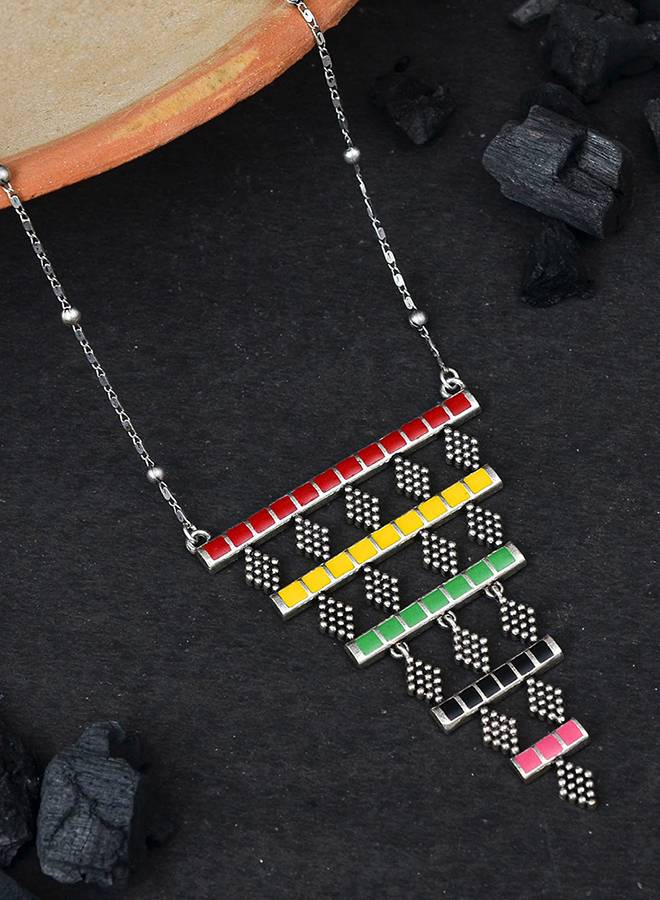 Folklore Waterfall Enamelled Beaded Necklace : 8905124477474