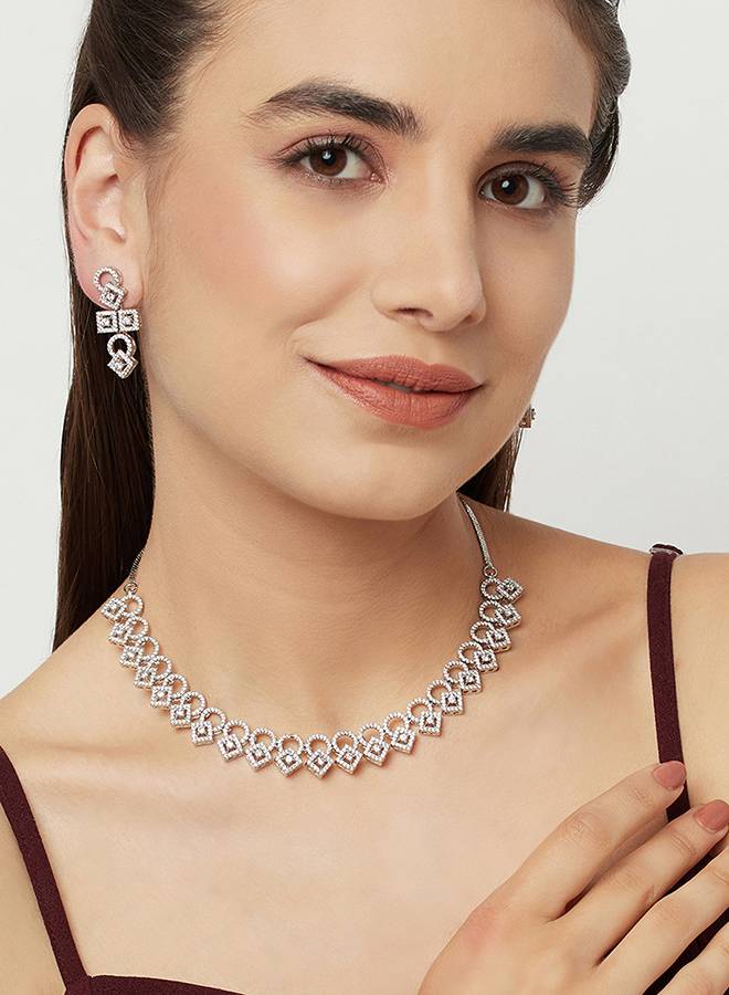 Victorian Inspired Cz Gems Necklace Set : 8905124460278