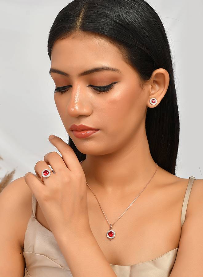Sparkling Essentials Red Round Cut Zirconia Box Set : 8905124480306