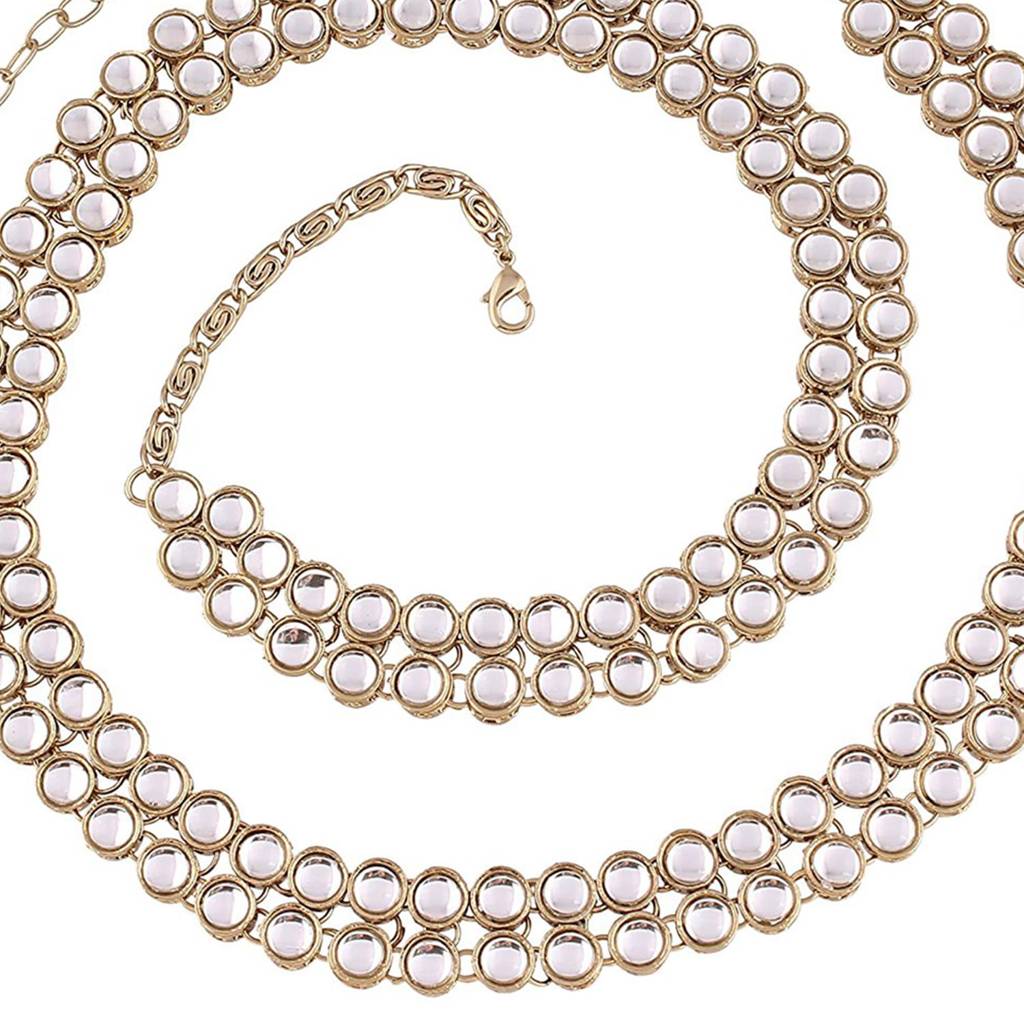 Traditional Adjustable Gold Plated Kundan Waist Belt Kamar Bandh Belly Chain Jewellery Gift For Women-Pf37Bch016 : PF37BCH016