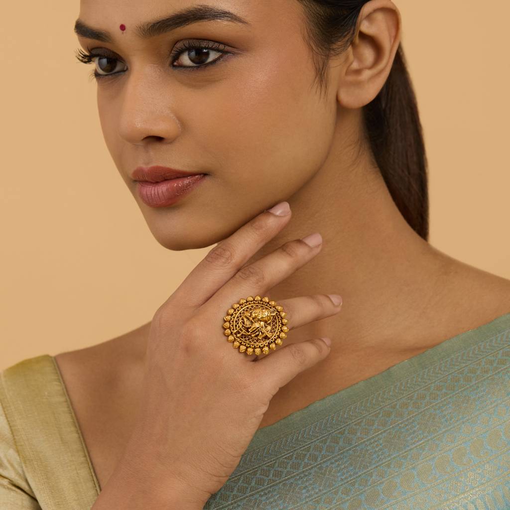 Kushal'S Fashion Jewellery Women Gold-Plated Antique Finger Ring : 429866