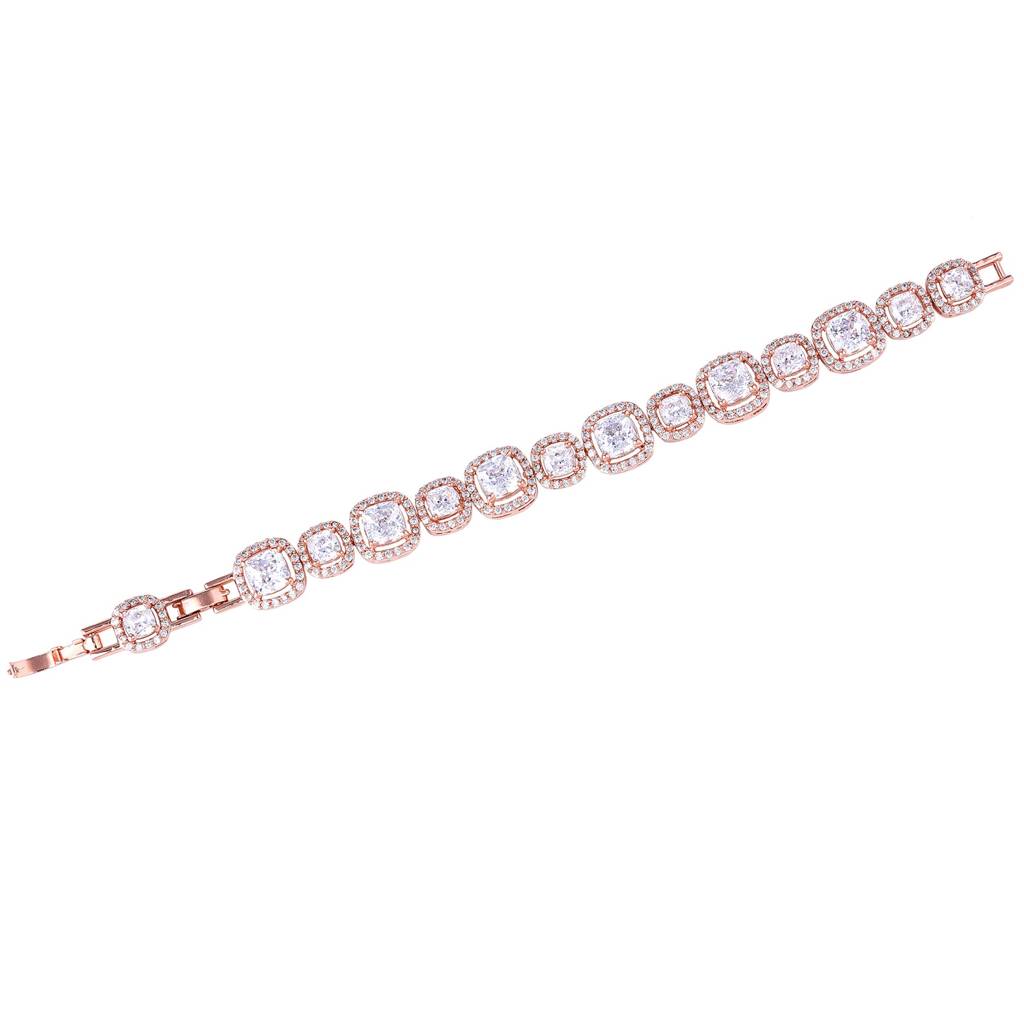 Estele Rosegold Plated Exquisite White American Diamonds Charm Bracelet For Womenâ A Touch Of Luxury For You : AD-066-RGWEBR