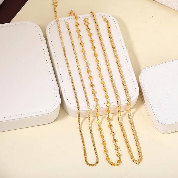 Modern Combo Of 3 Gold Finish Lightweight Chains For Casual & Party Wear For Unisex : OSAKCOM004-IGCHAIN