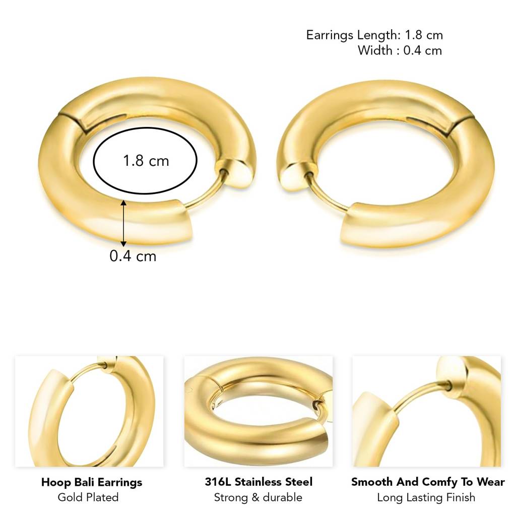 Gold Plated Small Hoop Huggie Bali Earrings Fancy Stylish Fashion Jewellery For Men & Boys : PX9ME42G
