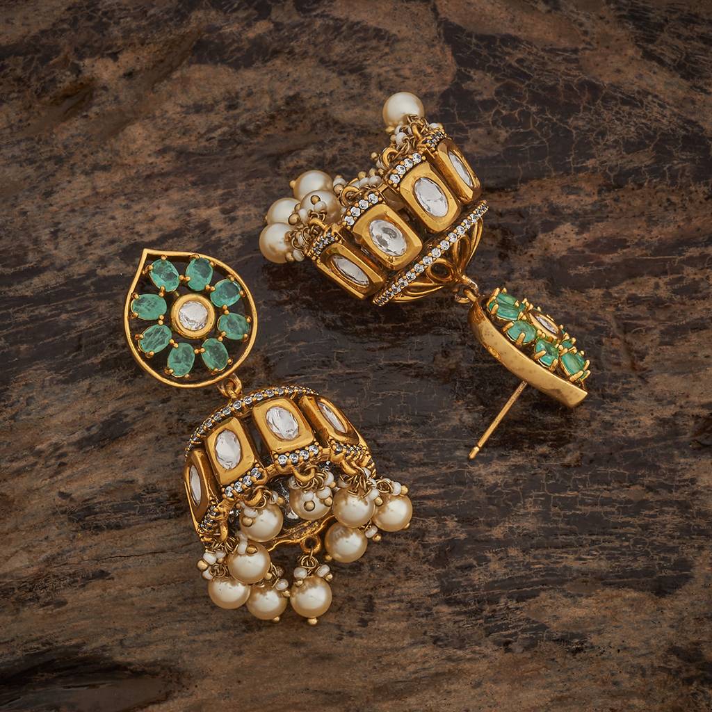 Kushal'S Fashion Jewellery Victorian-Plated Ethnic Kundan Jhumkas-182296 : 435457