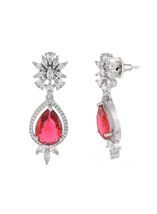 Sparkling Elegance Red Teardrop Cut Dangler Earrings : 8905124507874