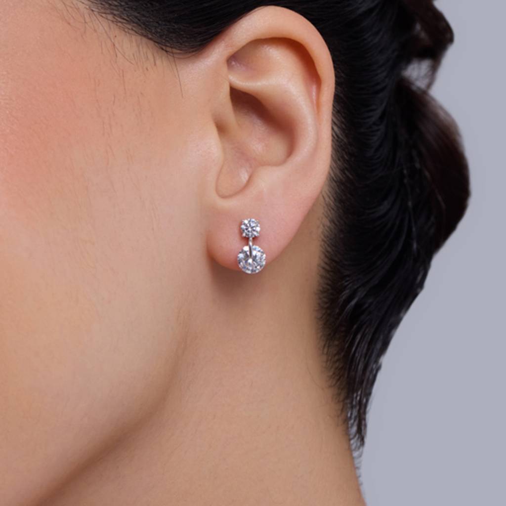 Kushal'S Fashion Jewellery White Rhodium-Plated Party 92.5 Pure Silver Studs-432190 : 432190