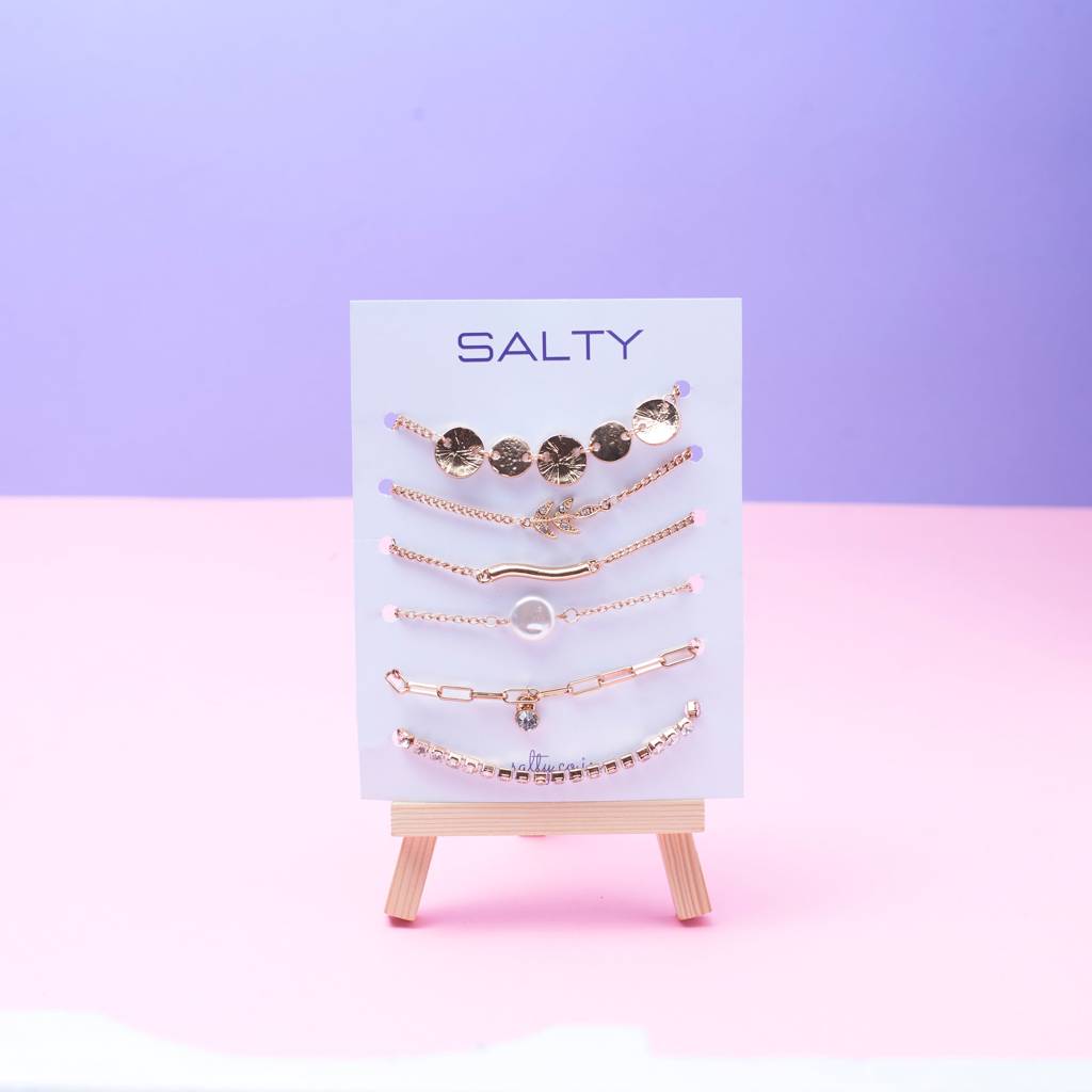 Set Of 6 Minimal Chic And Elegant Bracelet Combo : BC61936