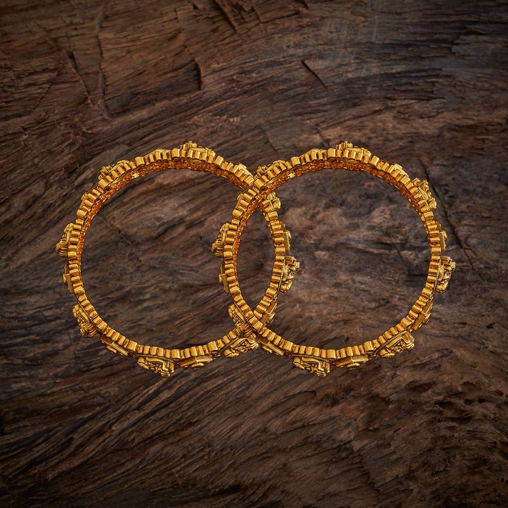 Kushal'S Fashion Jewellery Ruby-Green Gold-Plated Festive Antique Bangle-172660 : 413072