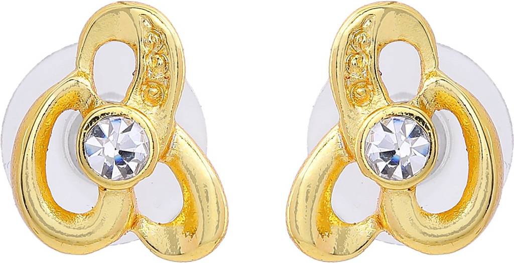 Classy Gold Finish Crystal Stud Earrings For Women Casual & Office Use : 5010292-IG-WEER