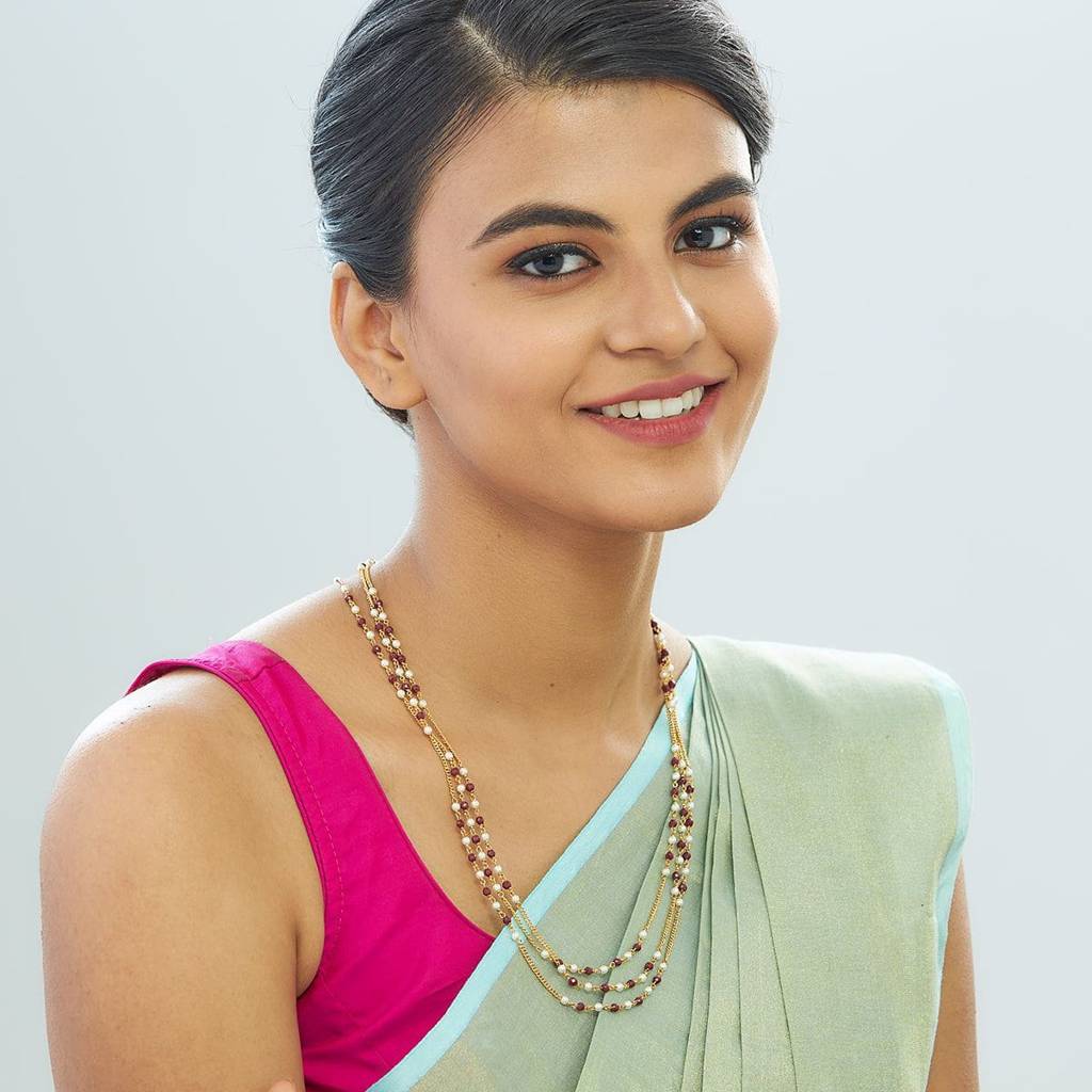 Kushal'S Fashion Jewellery Ruby-Green Gold-Plated Ethnic Antique Chain-142057 : 390142