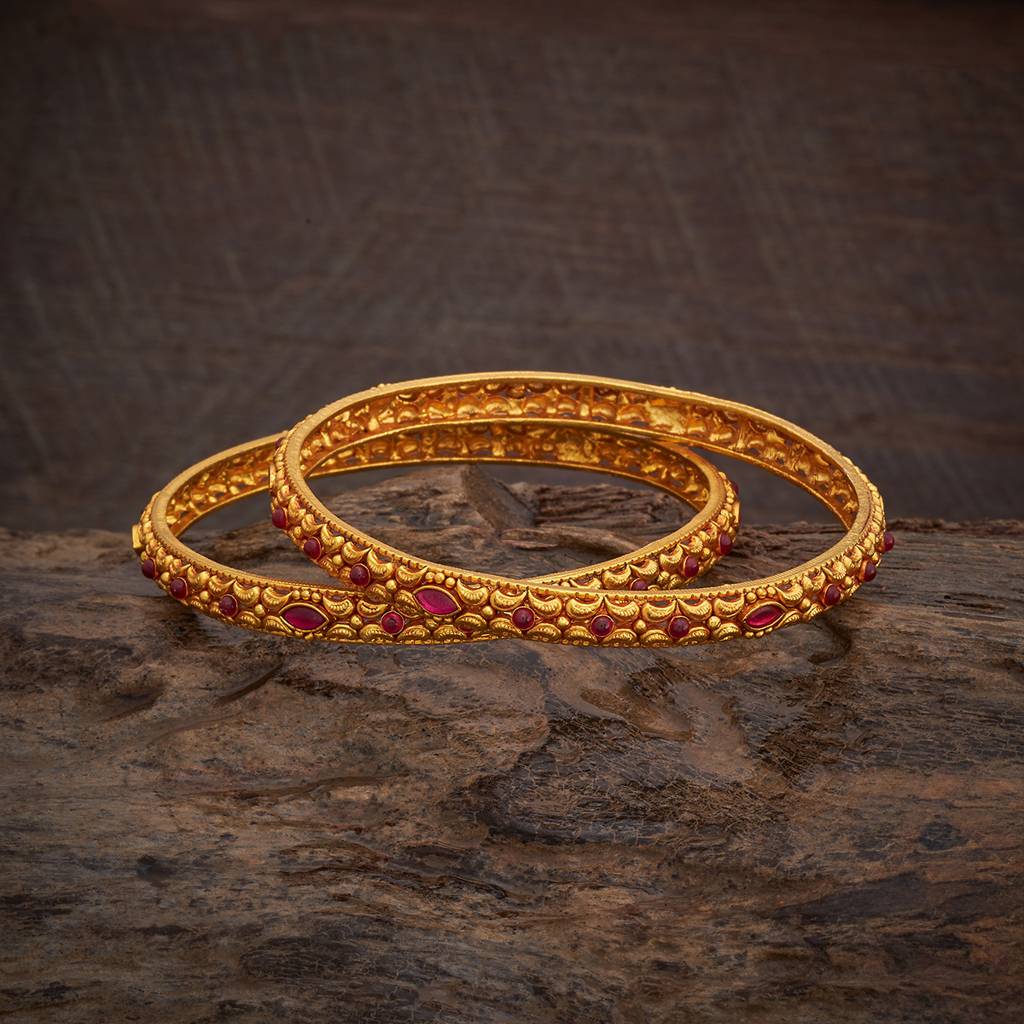 Kushal'S Fashion Jewellery Gold-Plated Ethnic 92.5 Pure Silver Temple Bangles-177416 : 425469